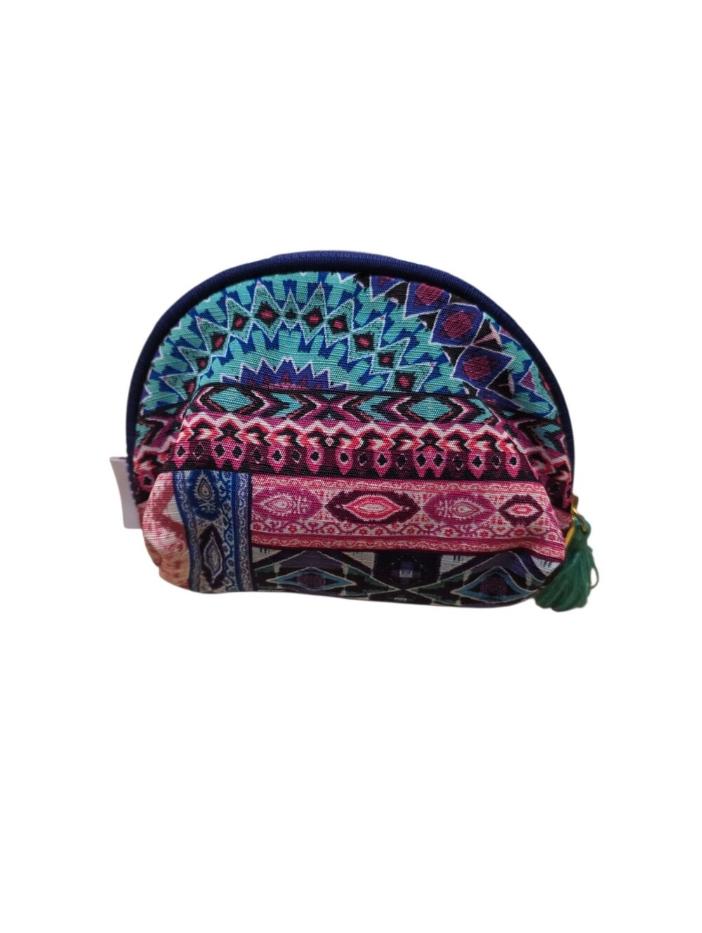 London Soho New York Boho Geometric Makeup Bag Tassel Zipper Pink Green Purple - Picture 2 of 5
